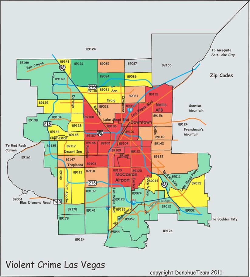 la criminalità in Las Vegas mappa