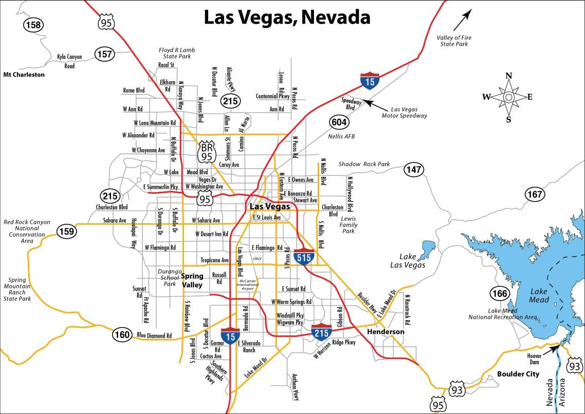 mappa stradale di Las Vegas
